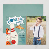ボーリング誕生日招待状ボーイピザがストライクアップ 招待状 (正面/裏面)