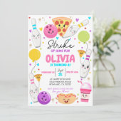 ボーリング誕生日招待状ボーリングピザパーティー 招待状 (スタンド正面)