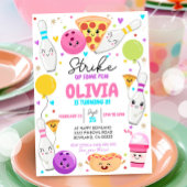 ボーリング誕生日招待状ボーリングピザパーティー 招待状