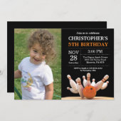 ボーリング誕生日招待状誕生日パーティーオレンジ 招待状 (正面/裏面)