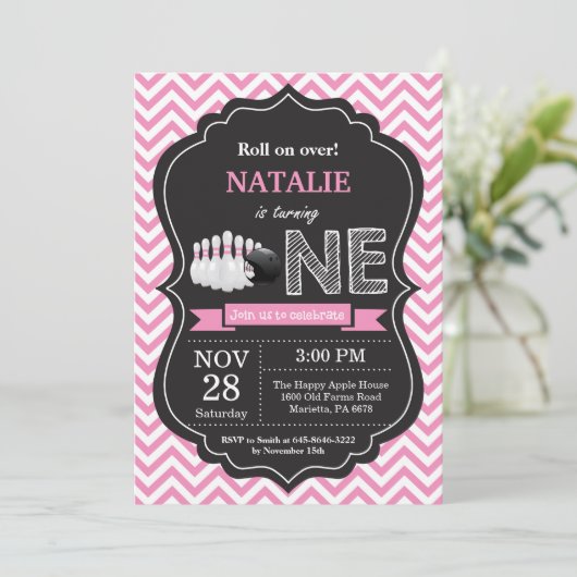 ボーリング誕生日招待状1日目の誕生日パーティー 招待状 (スタンド正面)