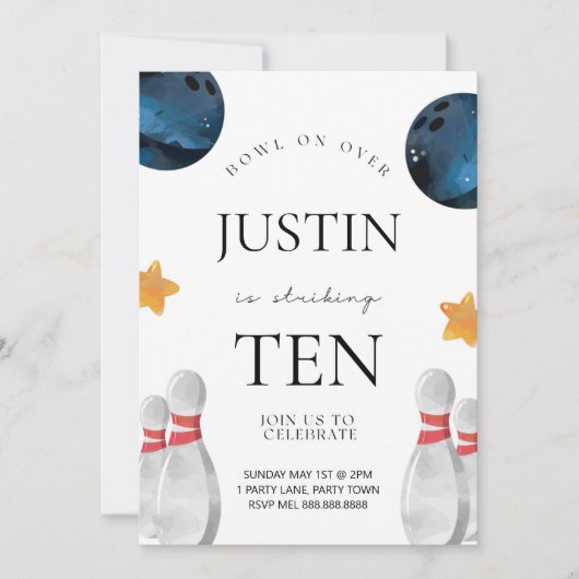 ボーリング誕生日招待状 子供へ 招待状 (正面)