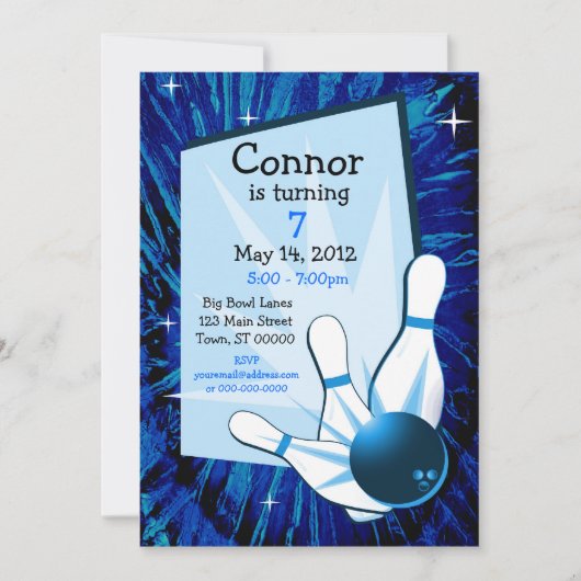 ボーリング誕生日招待状 招待状 (正面)