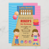 ボーリング誕生日招待状(Boy Girl Twins) 招待状 (正面/裏面)