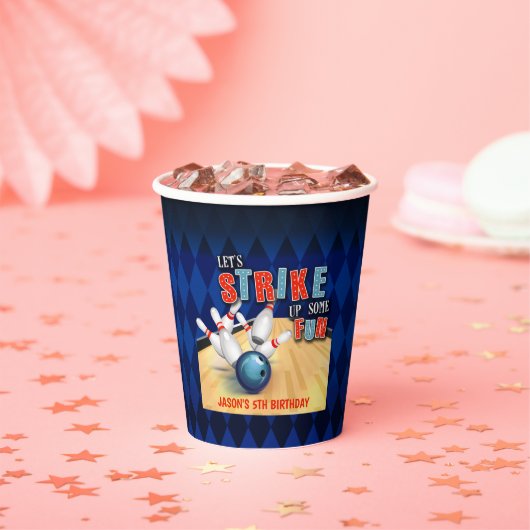 ボーリング誕生日紙カップ – ボーイ 紙コップ (インサイチュ)