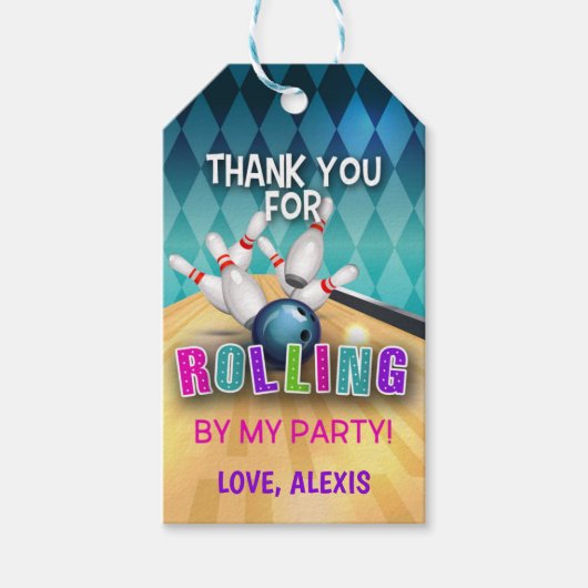 ボーリング誕生日転がメッセージカード- By – ガール ギフトタグ (正面)