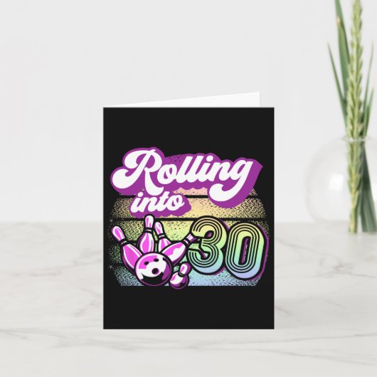 ボーリング転がパーティーの30へのボーリング誕生日 カード (正面)