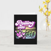 ボーリング転がパーティーの30へのボーリング誕生日 カード (黄色い花)