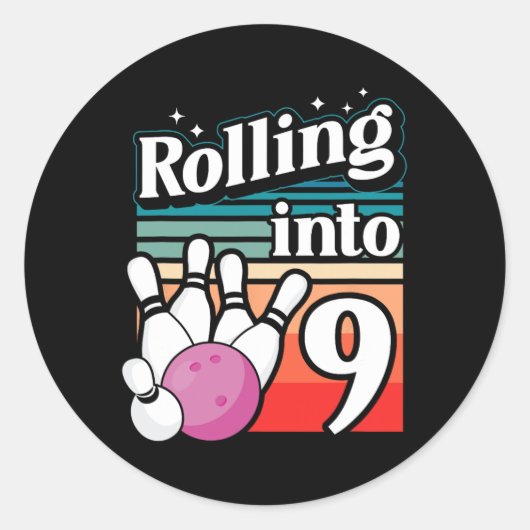 ボーリング転がパーティーのINTO 9ボーリング誕生日 ラウンドシール (正面)