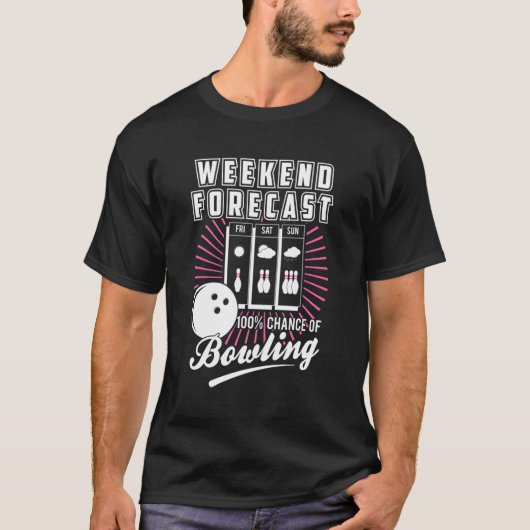ボーリング週末予測おもしろいボーリングギア Tシャツ (正面)