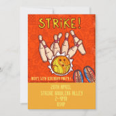 ボーリング10代の女の子の誕生日パーティー 招待状 (正面)