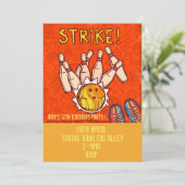 ボーリング10代の女の子の誕生日パーティー 招待状 (スタンド正面)