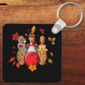 ボーリング3ピンサンクスギビングボウリングをする人、 クリケットの投手ターキーピル キーホルダー (裏面)