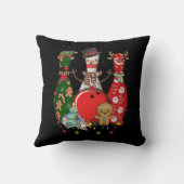 ボーリング3ピンメリークリスマスフォーボウリングをする人、 クリケットの投手サン クッション (裏面)