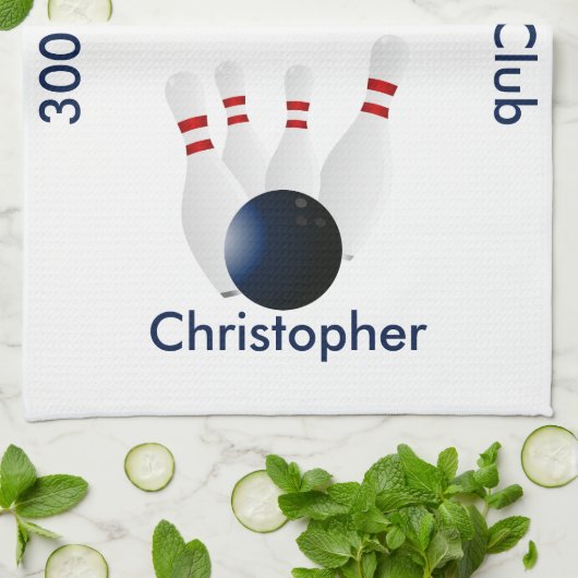 ボーリング300クラパーソナライズされたブ キッチンタオル (折り畳み)