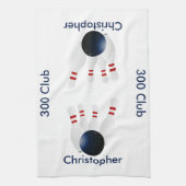 ボーリング300クラパーソナライズされたブ キッチンタオル (縦)