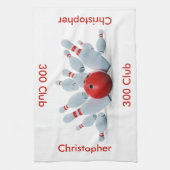 ボーリング300クラパーソナライズされたブ キッチンタオル (縦)