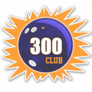 ボーリング300クラブブルーボーリングボール&オレンジビニル シール