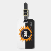 ボーリング300ゲームオレンジ色のグロー ラゲッジタグ (正面縦)