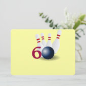 ボーリング、ボウリングをする人、 クリケットの投手60番目の誕生日招待状。 招待状 (スタンド正面)