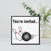 ボーリング・ボールおよびピンの後ゲームのパーティーの招待 招待状 (スタンド正面)