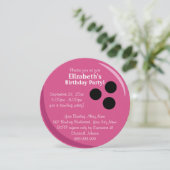 ボーリング・ボールのピンクの誕生会 招待状 (スタンド正面)