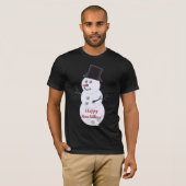 ボーリング・ボールの雪だるまのクリスマス Tシャツ (正面フル)