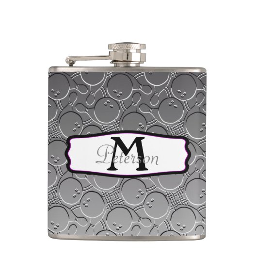 ボーリング・ボールのChromの一見パターンPersonalizable フラスク (正面)