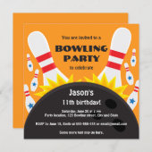 ボーリング・ボールを持つボーリングのパーティの招待状 招待状 (正面/裏面)