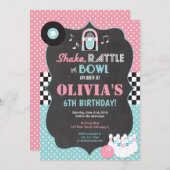 ボーリング·ロック·ロール·ガールの誕生日 招待状 (正面/裏面)