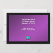 ボーリング – 紫のバースデーパーティ招待状 招待状 (裏面)