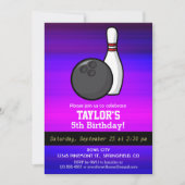 ボーリング;紫鮮やか色ブルーとマゼンタ 招待状 (正面)