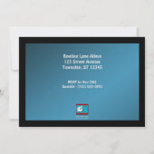 ボーリング – 青いバースデーパーティ招待状 招待状 (裏面)