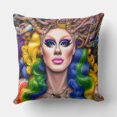 ボーリー白熱［赤熱］光を放つレインボードラッグクイーンアートワークデザイン クッション (裏面)