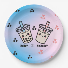 ボールありなしのタピオカティーで性別発表！ ペーパープレート