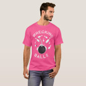 ボールおもしろいを男性へ破るボーリングまたは女性 Tシャツ (正面フル)