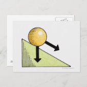 ボールが坂を下るイラストレーション ポストカード (正面/裏面)