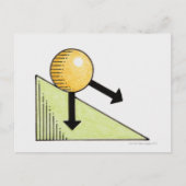 ボールが坂を下るイラストレーション ポストカード (正面)