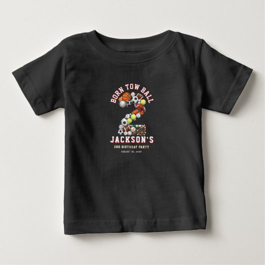 ボールが大好きな2歳の誕生日お祝いに ベビーTシャツ (正面)
