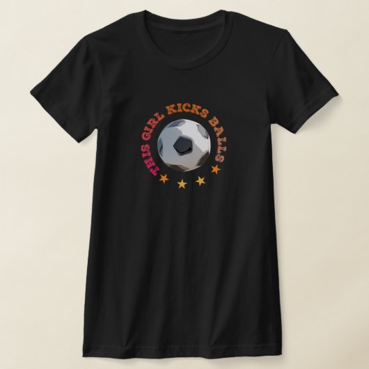 ボールが蹴れる女の子 笑える女子サッカー選手 Tシャツ (レイダウン)