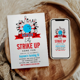 ボールしよう！おもしろいキッズ5thバースデーパーティーボーリング 招待状