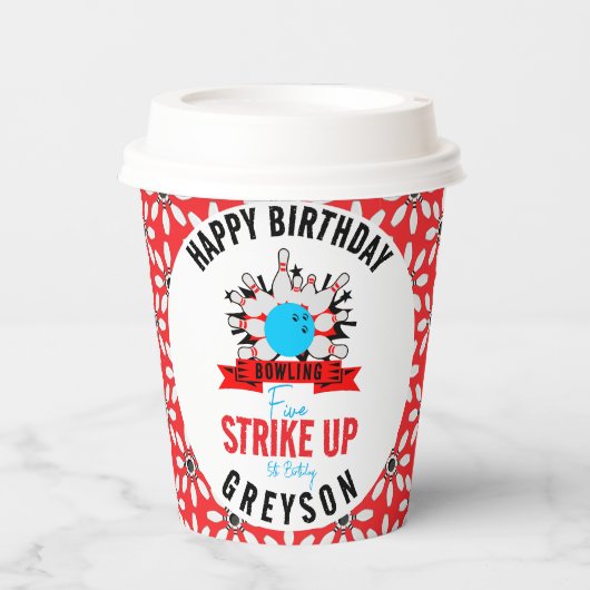 ボールしよう！おもしろいキッズ5thバースデーパーティーボーリング 紙コップ (正面)