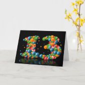 ボールで数字を形成した13歳の誕生日 カード (黄色い花)