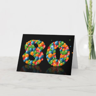 ボールで数字を形成した80歳の誕生日 カード