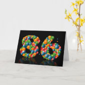 ボールで数字を形成した86歳の誕生日 カード (黄色い花)