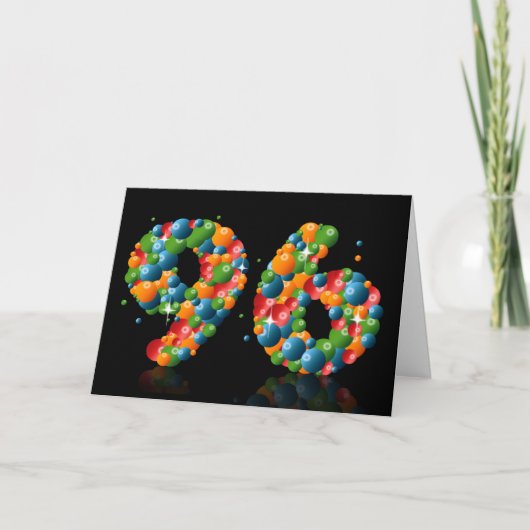 ボールで数字を形成した96歳の誕生日 カード (正面)