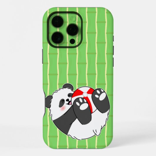 ボールで遊ぶかわいい赤ちゃんパンダ iPhoneケース (裏面)