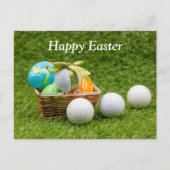 ボールとカラフルイースター卵を持つゴルフイースター シーズンポストカード (正面)