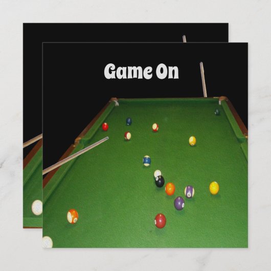 ボールとキューを入れた8ボールのテーブルオイルペイント。 (正面/裏面)