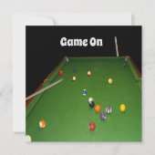 ボールとキューを入れた8ボールのテーブルオイルペイント。 (正面)